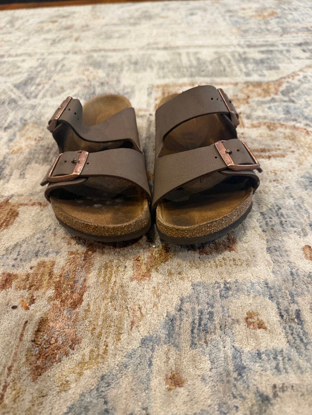 Birkenstock Arizona Brown Two Strap Cork Footbed Slide Sandals Adjustable